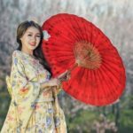 girl with red umbrella