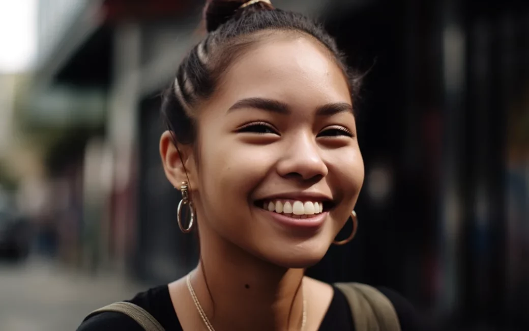 woman with braces smiling