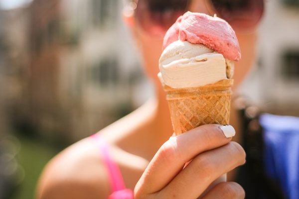 Woman holding ice cream cone